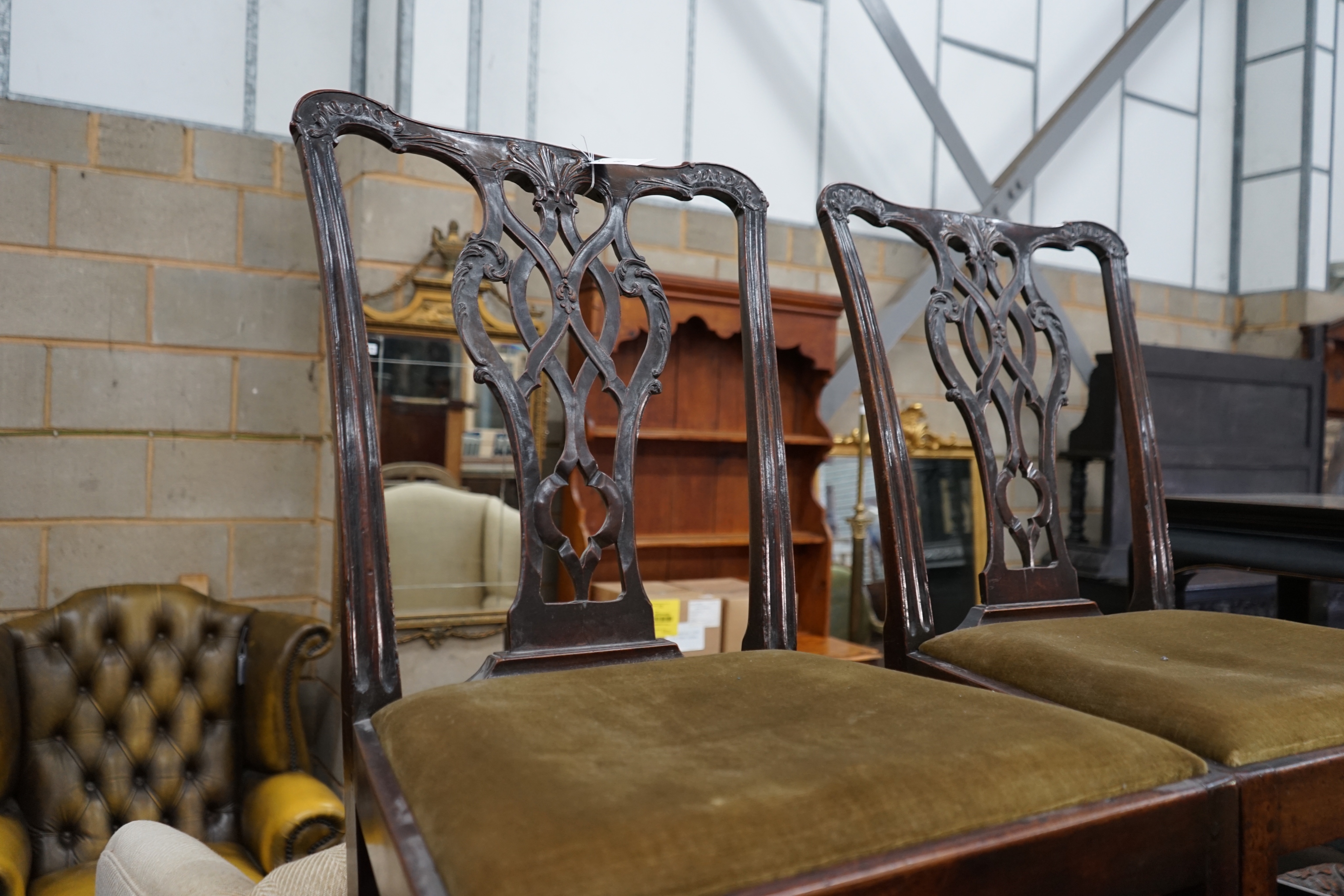 A pair of George III mahogany dining chairs